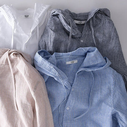 Sunset Shore Hooded Linen Shirt